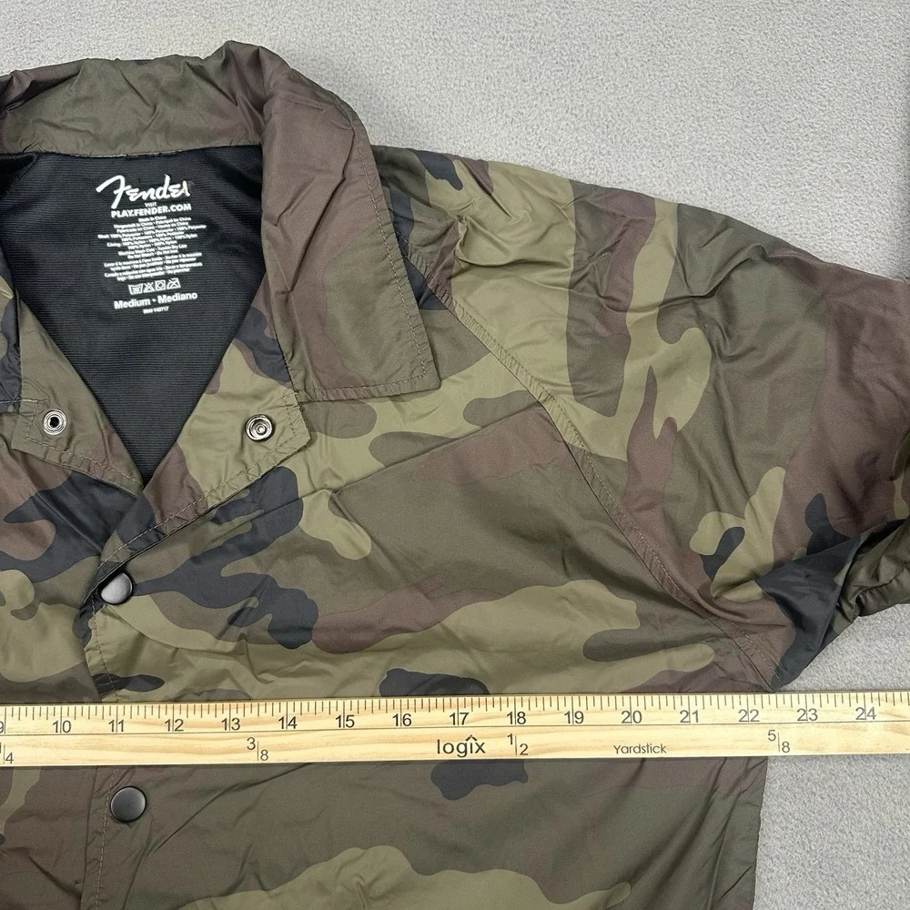 Fender Camo Coaches Jacket Size Medium Windbreaker Button Up‎ Camouflage